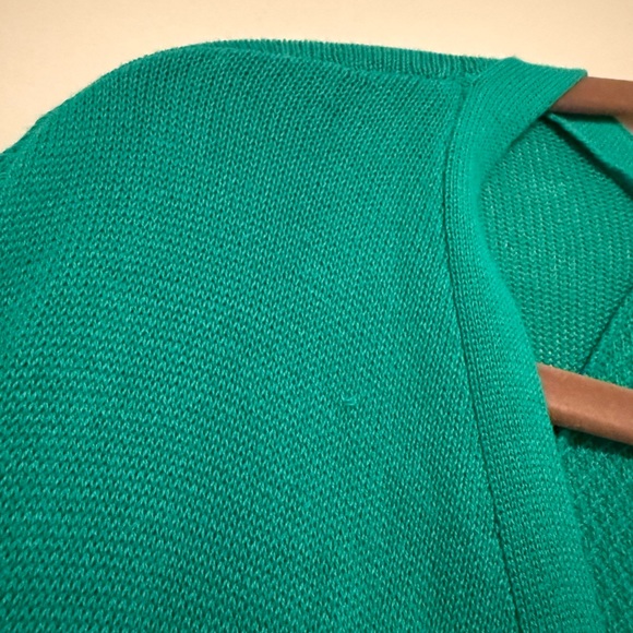 Catherines 2X Slouchy Cardigan Sweater Kelly Green Open Front Short Sleeve - Picture 6 of 8
